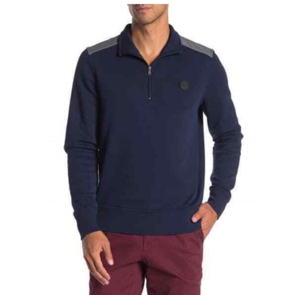 Michael Kors Quarter Zip Pullover Sweater Midnight Blue Gray XL